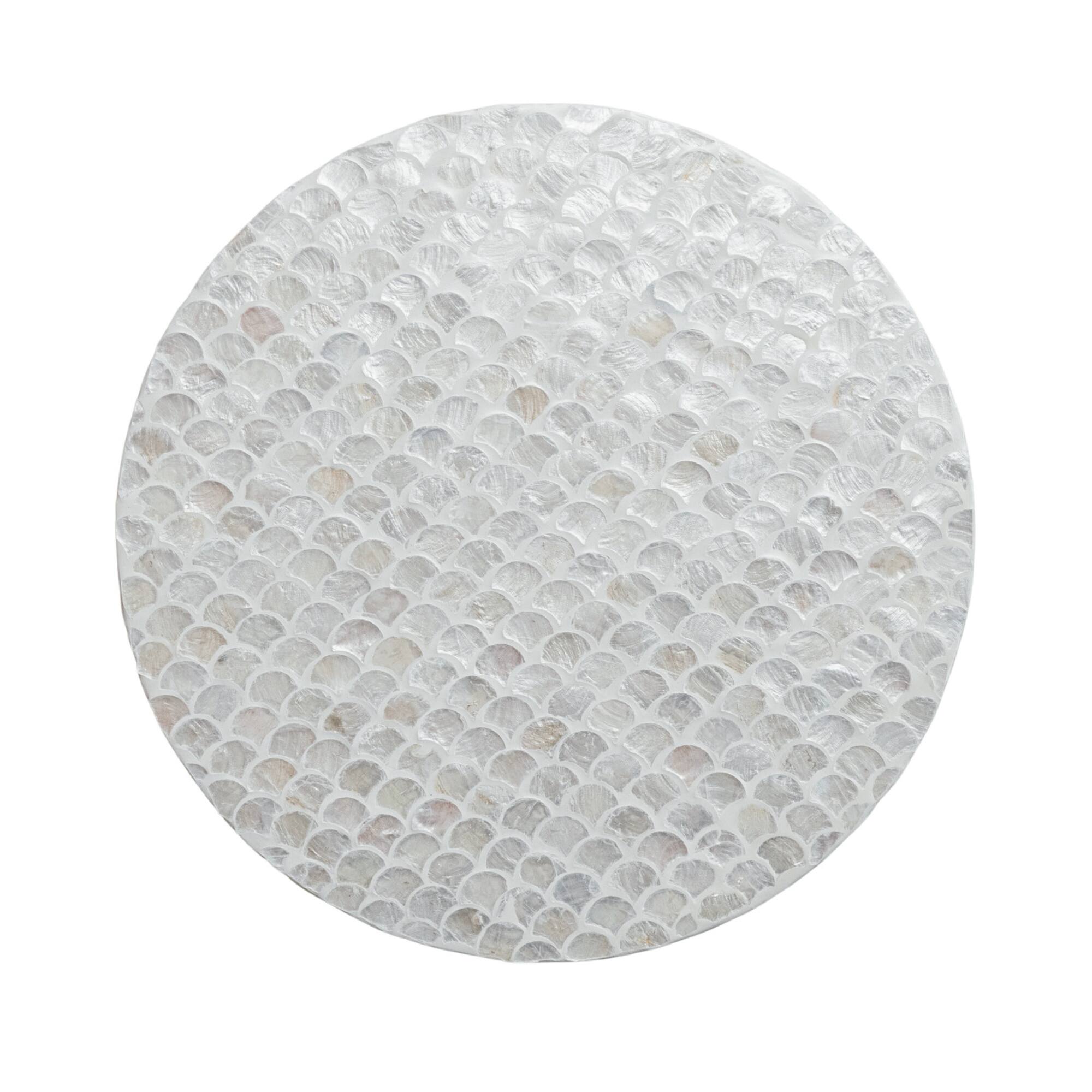 Hello Honey® 15.75" Wood & White Capiz-Embellished Round Lazy Susan